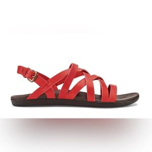 Olukai Women's Awe Awe Strappy Leather FootwearSandals red
